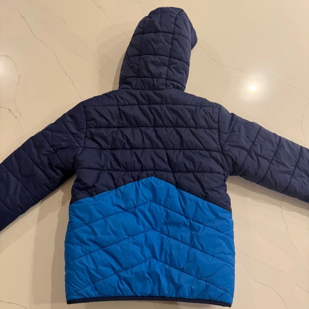 Eddie Bauer Kids XS 5/6 Blue Puffer Jacket Sherpa‎ Lined Hooded Quilted Coat